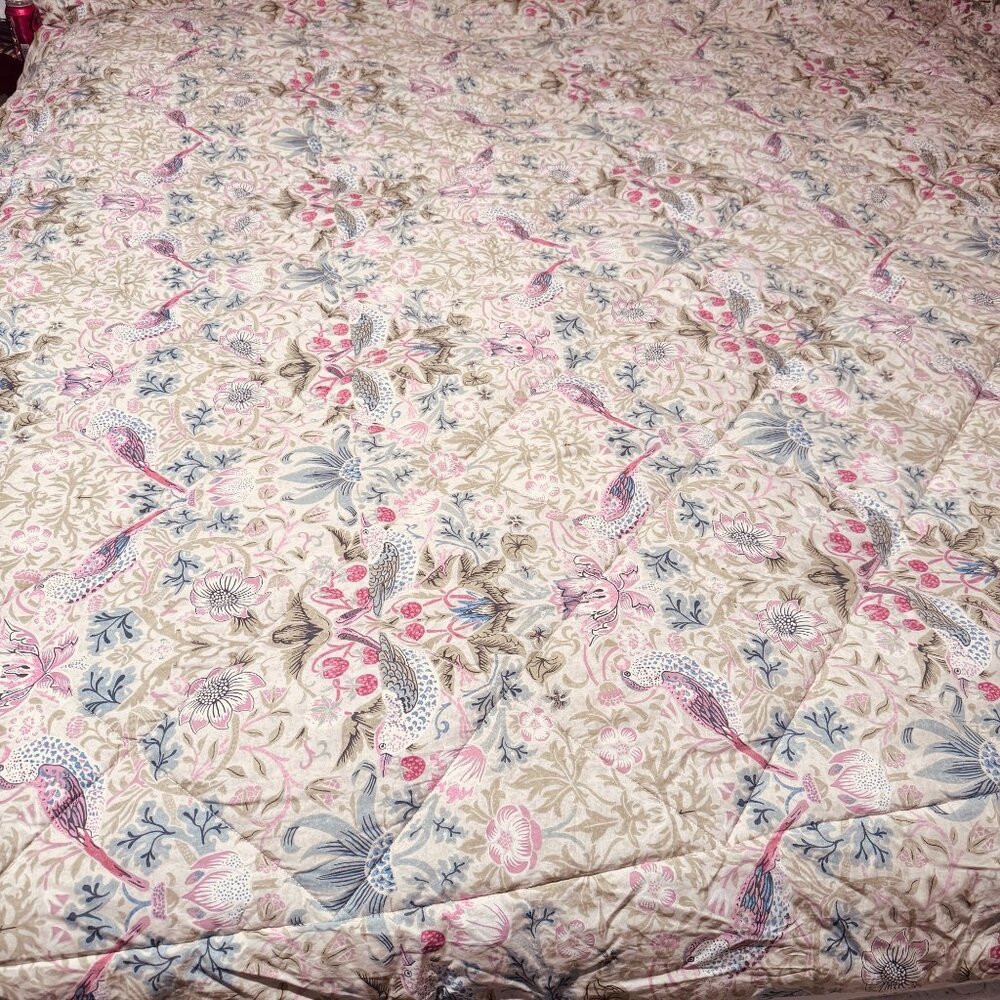 William Morris At Home Cotton Polyester Floral & Bird Pattern comforter Blanket